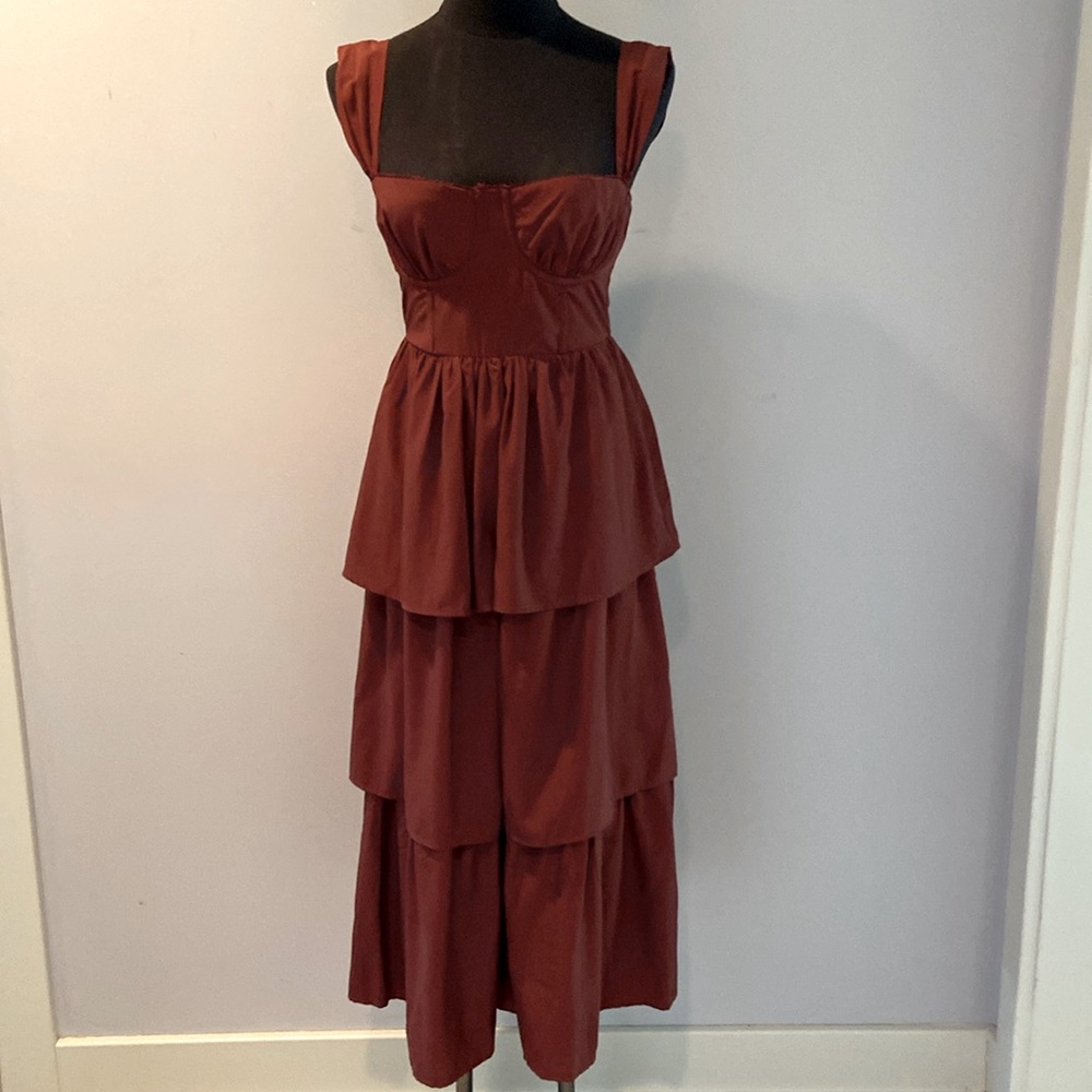 WeWoreWhat Rust Midi Dress